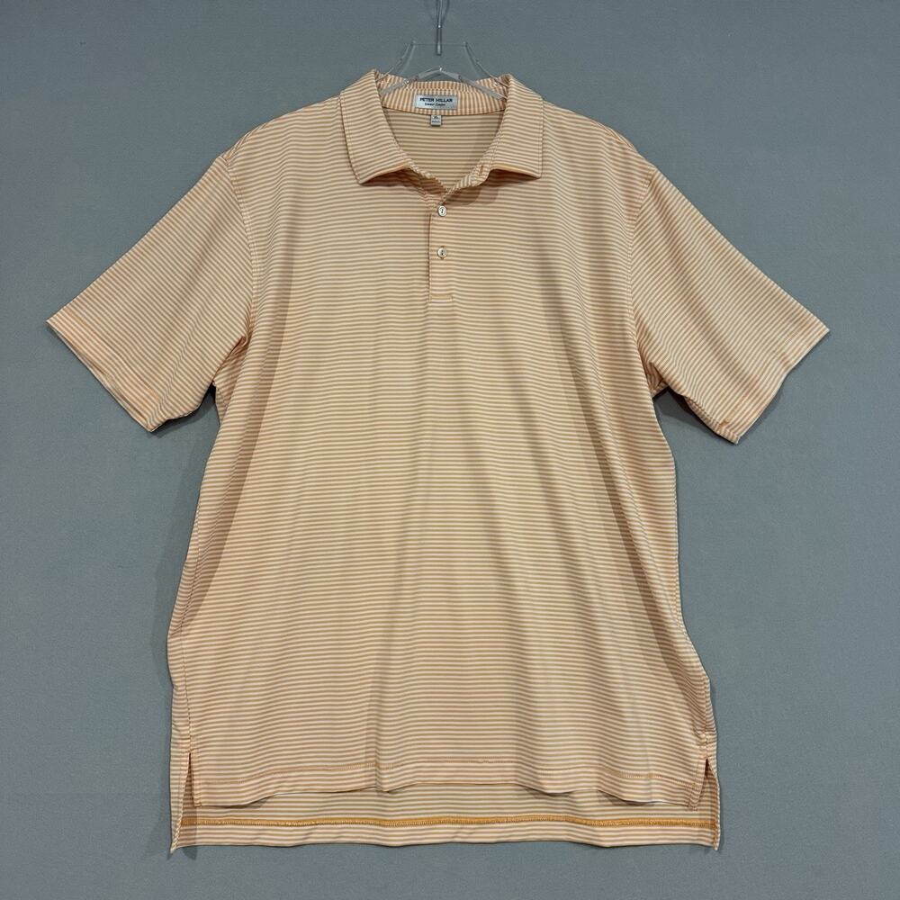 Peter Millar Summer Comfort Polo Shirt Mens XL Orange Striped Golf Preppy Sports